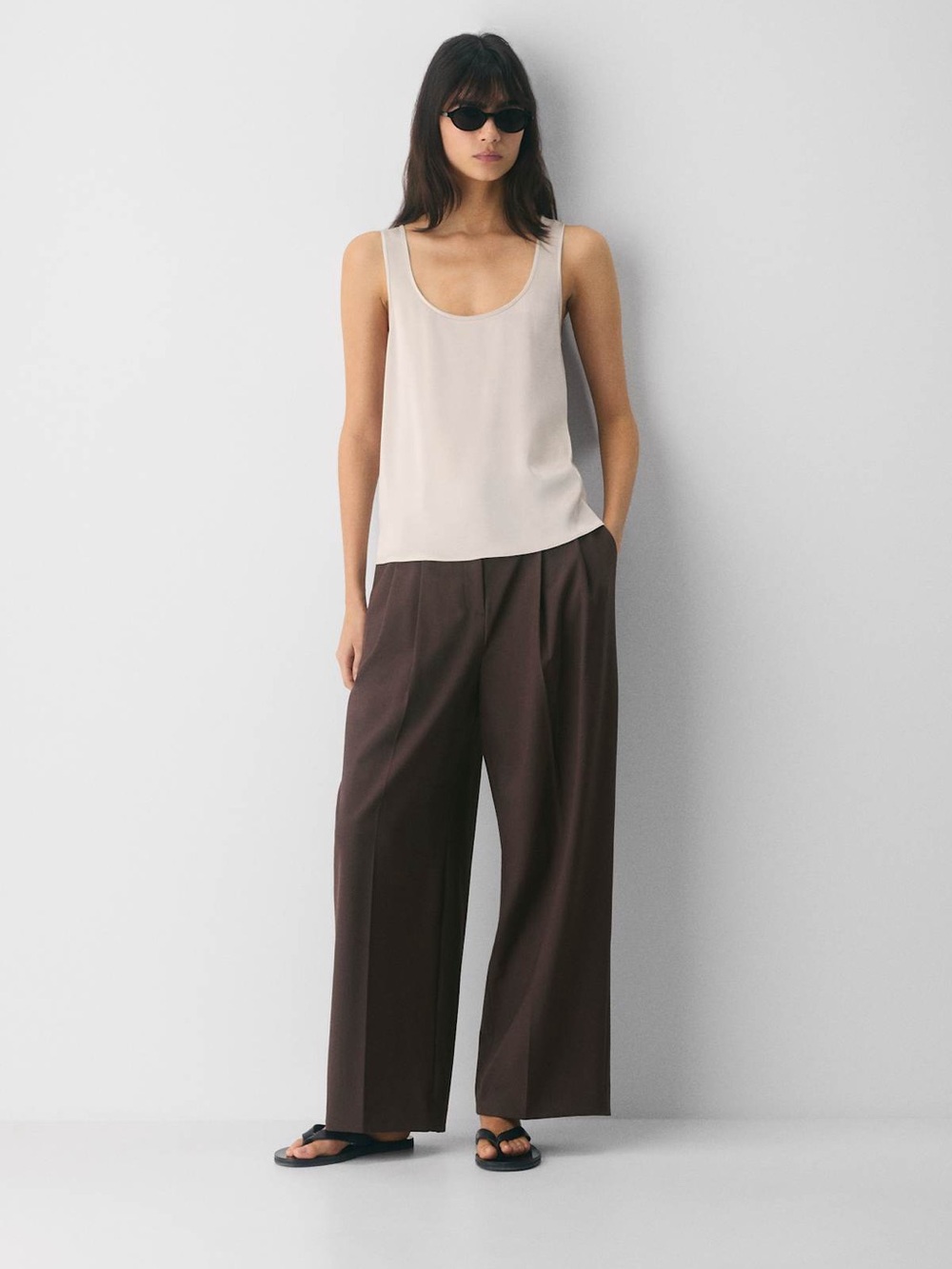 Babaton Wide-Leg Trousers in Dark Brown